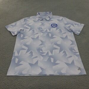 Lofty Llama Shirt Mens XL Golf Polo Stars Geometric Stretch Performance Blue